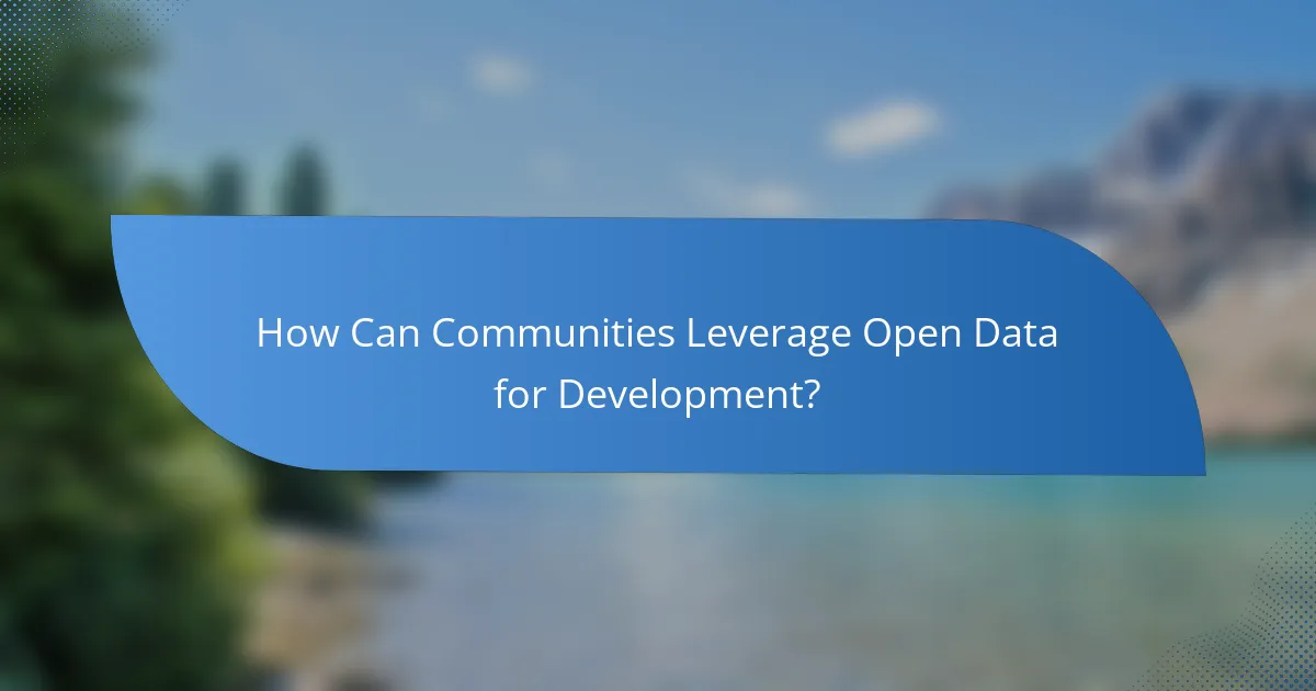 How Can Communities Leverage Open Data for Development?