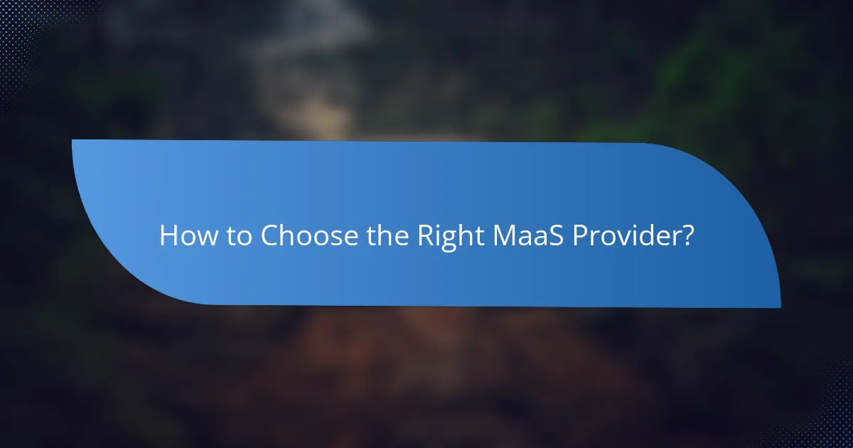 How to Choose the Right MaaS Provider?