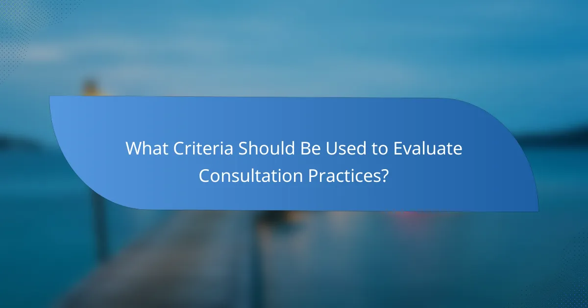 What Criteria Should Be Used to Evaluate Consultation Practices?