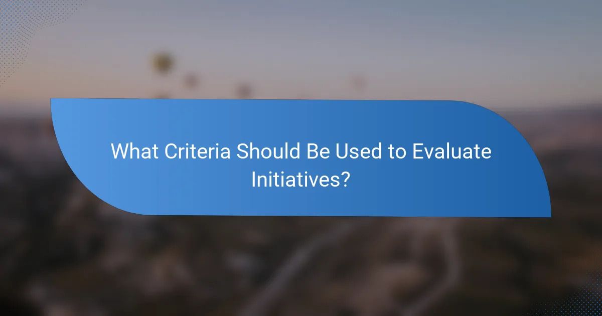 What Criteria Should Be Used to Evaluate Initiatives?