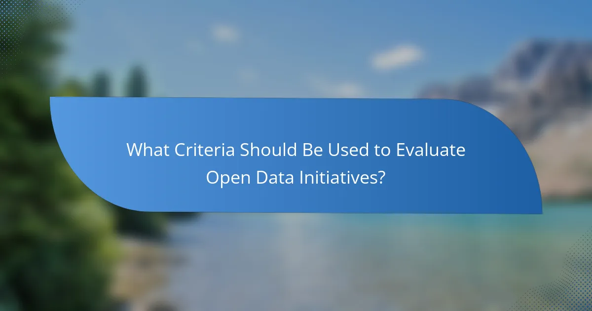 What Criteria Should Be Used to Evaluate Open Data Initiatives?