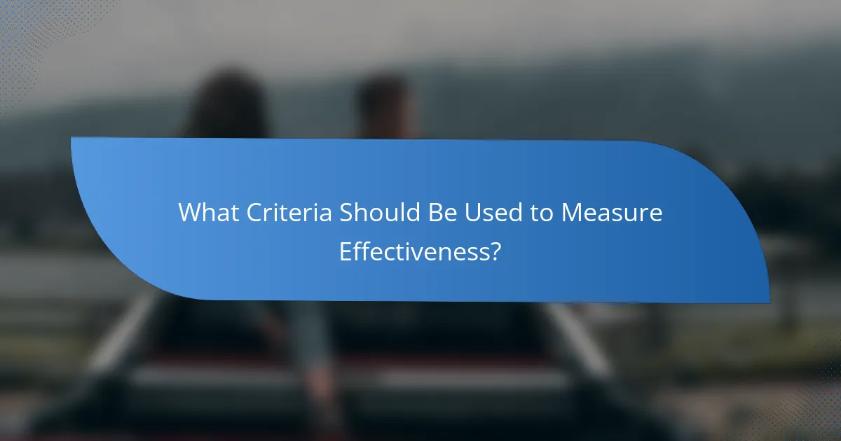 What Criteria Should Be Used to Measure Effectiveness?